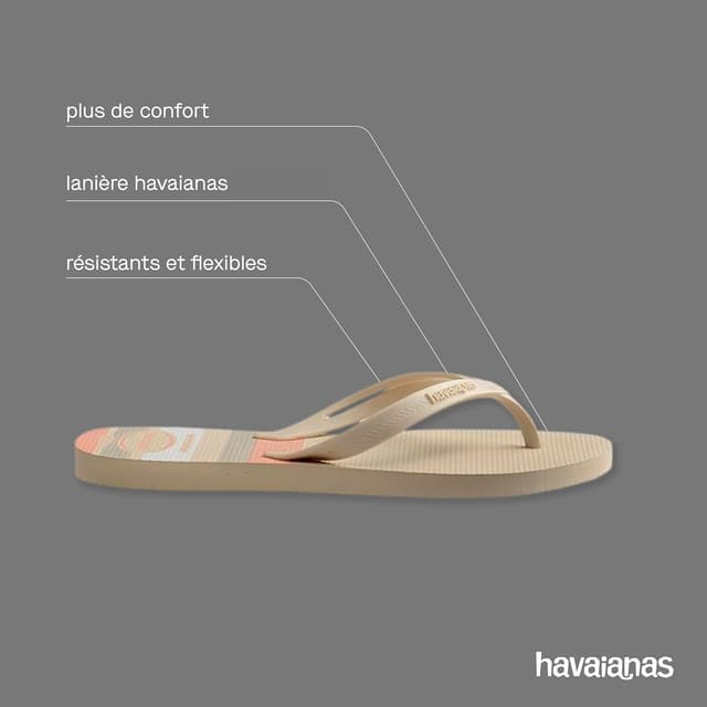 Detalle de Havaianas Elegance Print pour femme : tongs confort avec lanières élégantes et semelle antidérapante