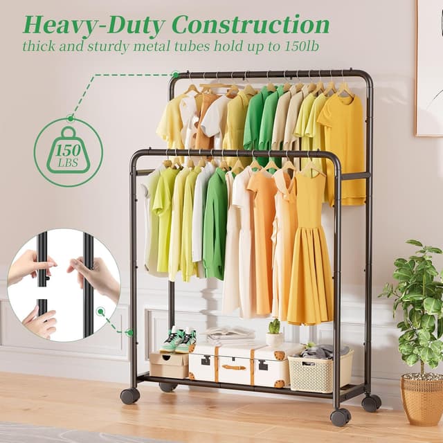 Thumbnail 5 de Simple Trending Clothes Rack with Wheels