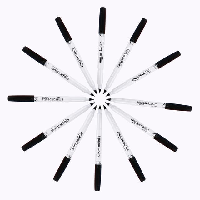Detalle 2 de Amazon Basics Pennarelli per lavagna cancellabile punta ultra fine 12 🖊