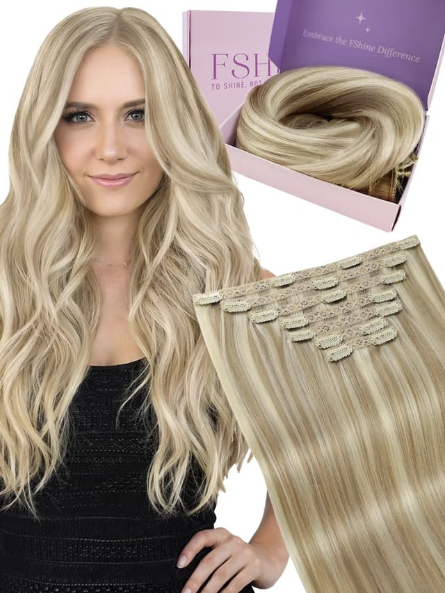 Detalle de Fshine Clip in Extensions Echthaar 45 cm