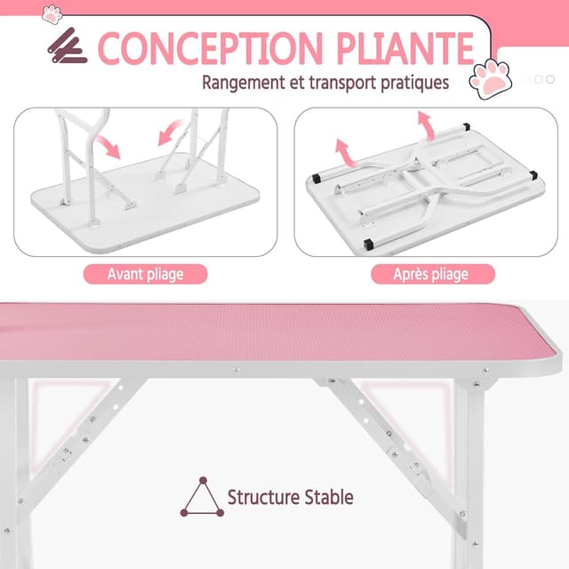 Thumbnail 6 de Yaheetech Mesa Peluquería Canina Rosa 91×61 cm