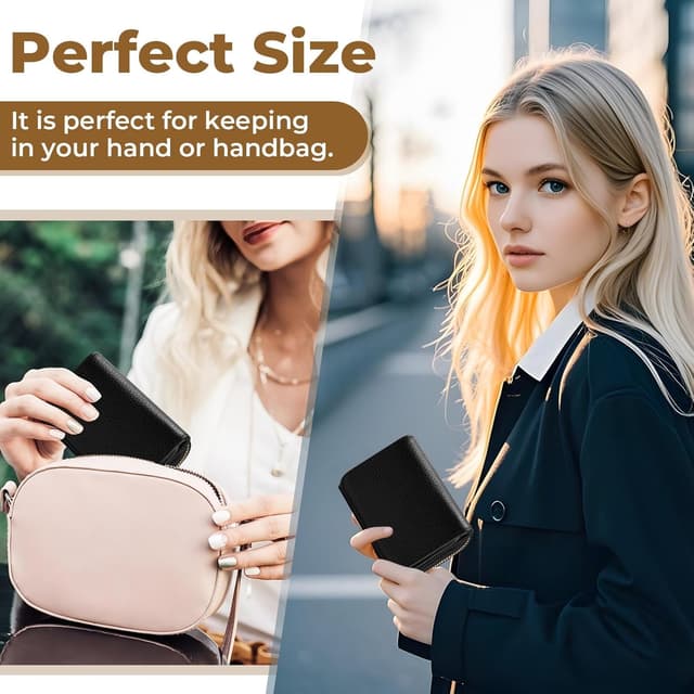 Thumbnail 6 de RRANCharltu kleine Portemonnaie Damen aus Leder mit RFID-Schutz (10 x 7,5 x 3,5 cm) – Schwarz