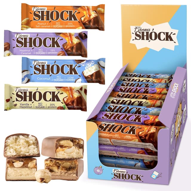 Imagen de FitnesSHOCK Proteinriegel Set Mix Box 24 Stück en OfertitasTOP