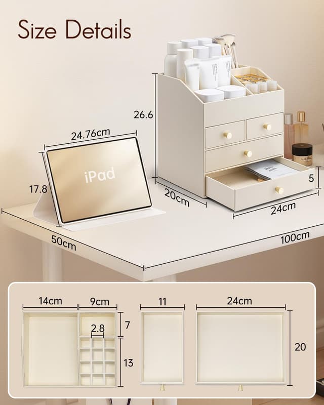 Thumbnail 4 de Vlando Makeup Organiser 4-drawer, large capacity 💄