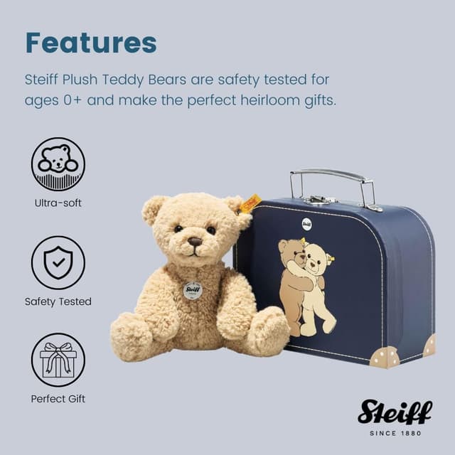 Detalle de Steiff Ben 21cm beige teddy bear in suitcase (Steiff 114021)