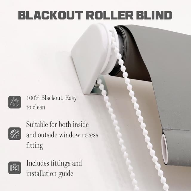 Thumbnail 6 de Funky Gadgets Thermal Blackout Roller Blind (Grey) – Easy Fit, Thermal/UV Protection, Trimmable Fit, Child Safe