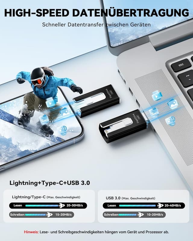 Detalle de SUDEHO USB Stick 256 GB – iPhone/Android Speicherstick