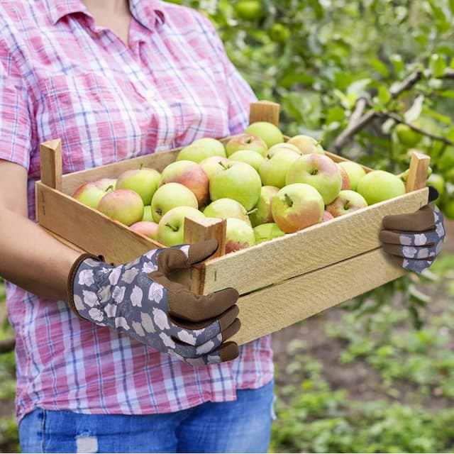 Detalle de Gartenhandschuhe für Frauen und Männer mit Touchscreen – dornen- und durchstichfeste Arbeitshandschuhe (braune Blume, S)