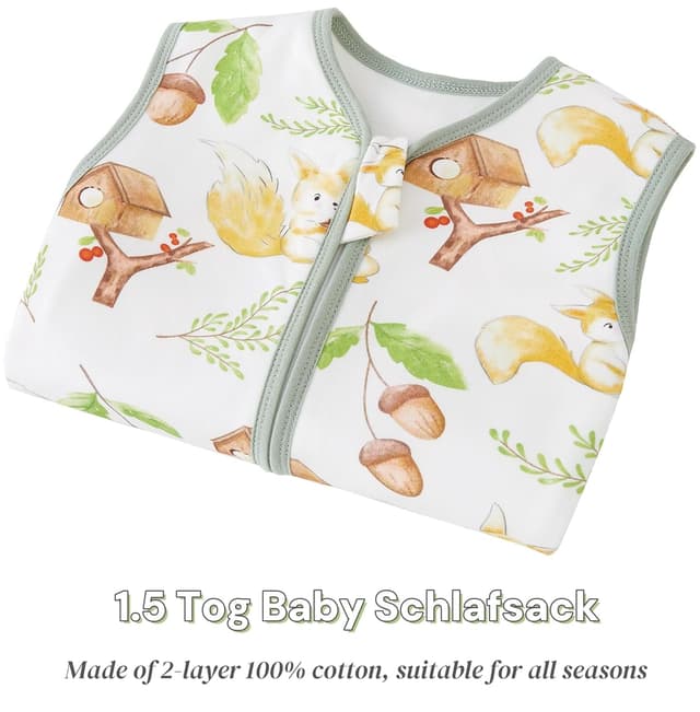 Detalle de Chilsuessy Baby Schlafsack mit Beinen 1,5 Tog (90 cm) – Baumwolle, unisex, 6–18 Monate