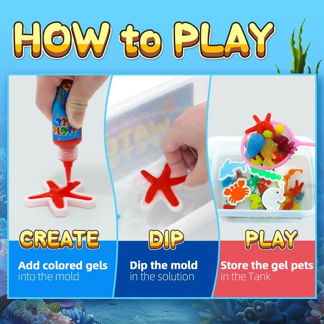 Detalle de Flavery Magic Water Elf 3D Aqua Gelz Set mit 20 Farben & 24 Formen – Bastelset für Kinder ab 6 Jahren