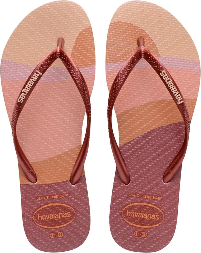Detalle de Havaianas Slim Palette Glow – tongs femme et enfant, semelle en caoutchouc antidérapante