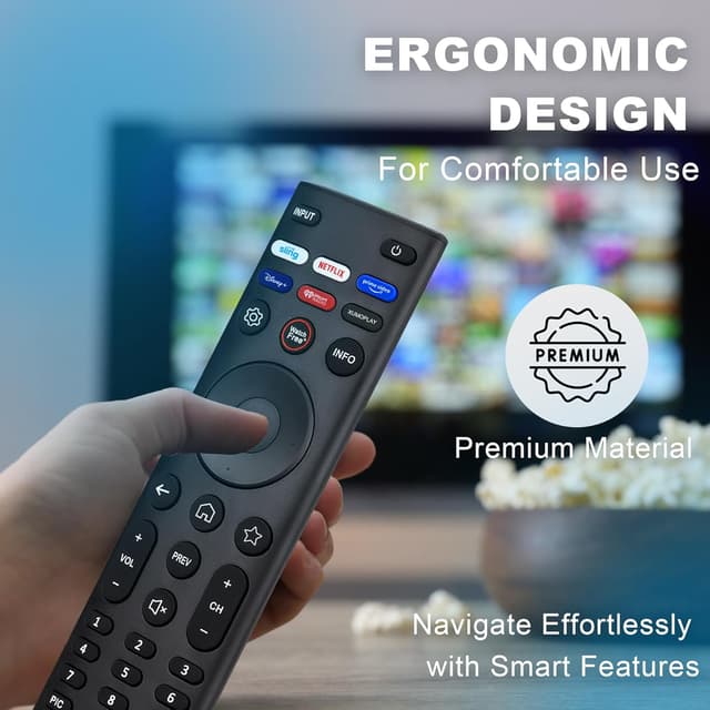 Detalle de Replacement Remote for VIZIO Smart TVs (Universal IR) — Compatible with XRT140/XRT136/XRT260/XRT270 & OLED/SmartCast Series