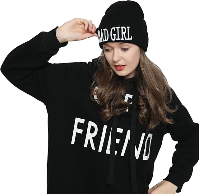 Detalle de DonDon femme bonnet beanie d’hiver noir avec statement