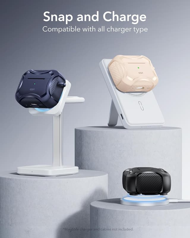 Thumbnail 6 de ESR Cyber Armor Panzer Hülle für AirPods Pro 2 (2023/2022) & Pro 1 (2019) – MagSafe-ready, starker Sturzschutz, Magnete, Wüstentitan