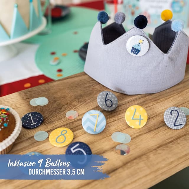 Detalle 2 de Papierdrachen Musselin-Geburtstagskrone mit Zahlen (1–8) – Geburtstags-Partyhut für Kinder