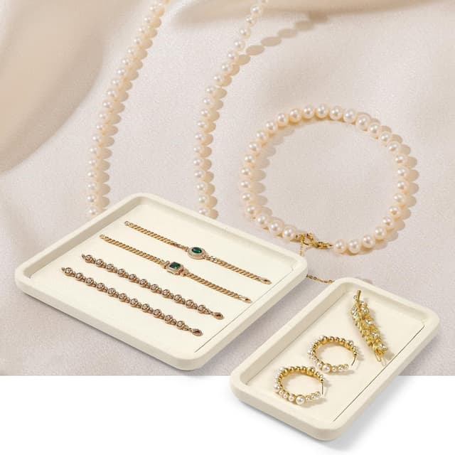 Thumbnail 3 de Papten Bandeja apilable para joyas de microfibra, beige, 35x24cm