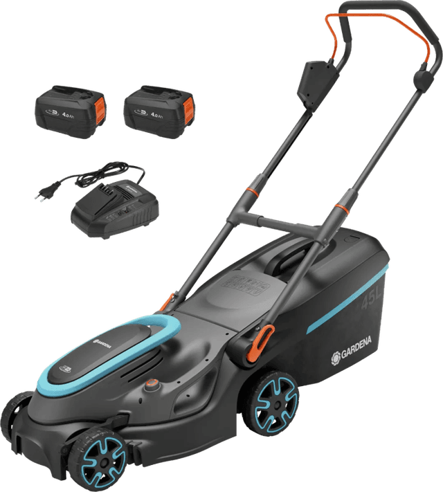 Detalle de GARDENA PowerMax 37/36V P4A Set – Akku-Rasenmäher für bis zu 350 m²