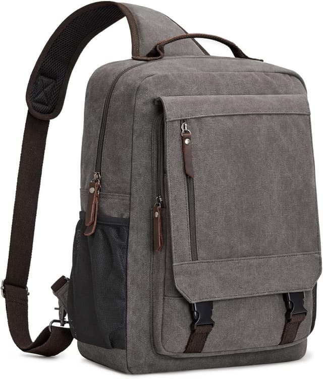 Detalle de S-ZONE Zaino da uomo impermeabile in tela per laptop 13–16 pollici con tasca RFID