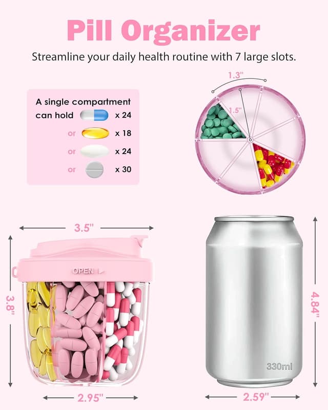 Thumbnail 1 de Cute Pill Organizer 7-Compartment Pill Box ๐