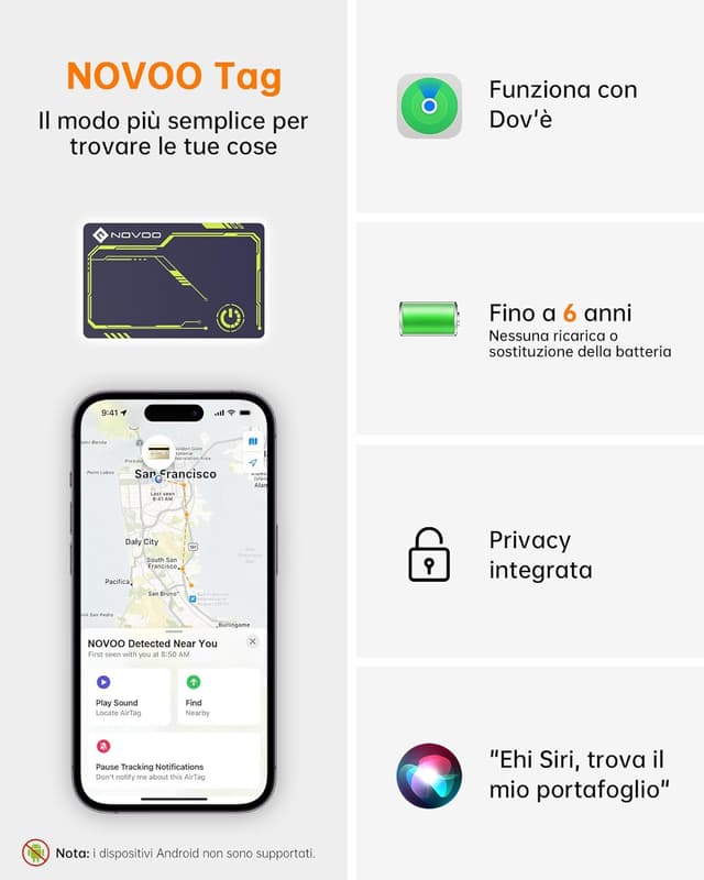 Detalle 2 de NOVOO Air Tag Card Wallet Tracker Card sottile (1,6 mm) per portafoglio e bagagli