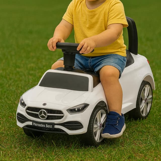 Detalle 2 de Baroni Toys Mercedes Ride-On Macchinina Spingi e Vai per bambini 1-4 anni con luci LED, suoni realistici e ruote antiscivolo