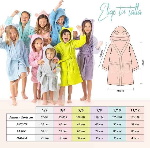 Thumbnail 2 de LEBENGOOD Albornoz infantil 100% algodón 1–12 años