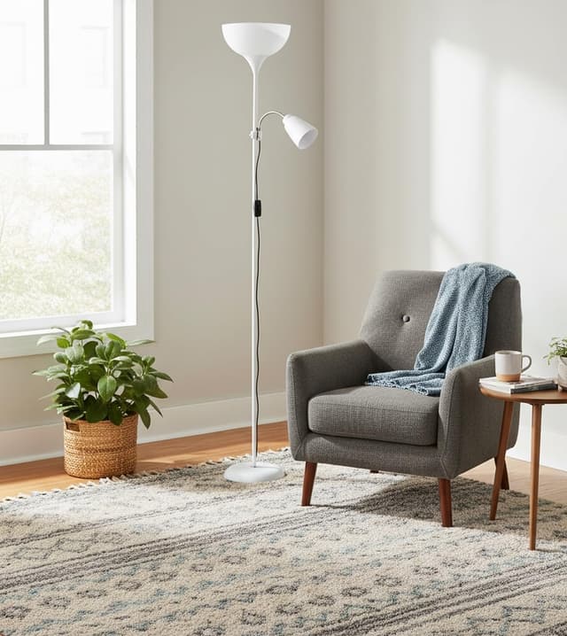 Detalle de BEL AIR HOME Varese Lámpara de Pie Moderna 💡 178cm Blanco