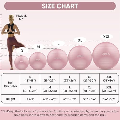 Thumbnail 3 de APEXUP Yoga Ball 65 cm Stability Exercise Ball ๐งโ