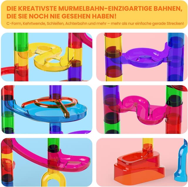 Detalle de Murmelbahn Logikspiele Mehrfarbige Kugelbahn (150 Teile) mit transparenten Bahnelementen
