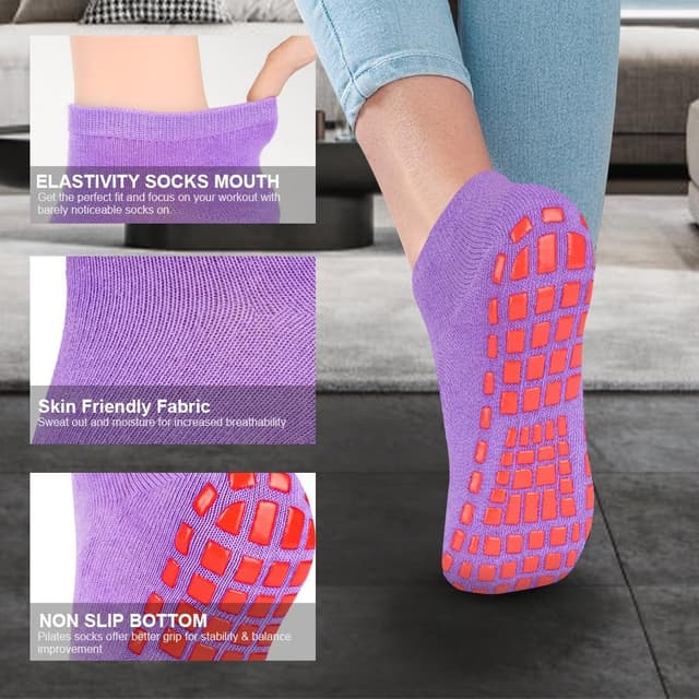 Detalle 1 de flintronic Calcetines de yoga 4 pares antideslizantes