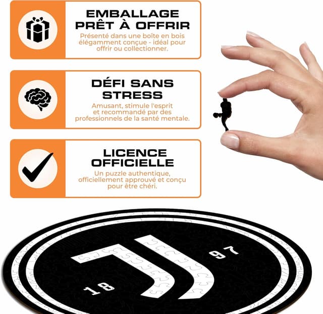 Detalle de Iconic Puzzles Juventus (Logo) – Puzzle en bois sous licence officielle, taille S, 150 pièces