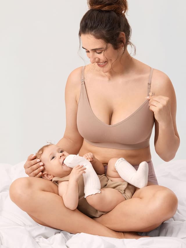 Detalle de MOMANDA soutien-gorge d’allaitement sans couture sans armatures grande taille, col en V