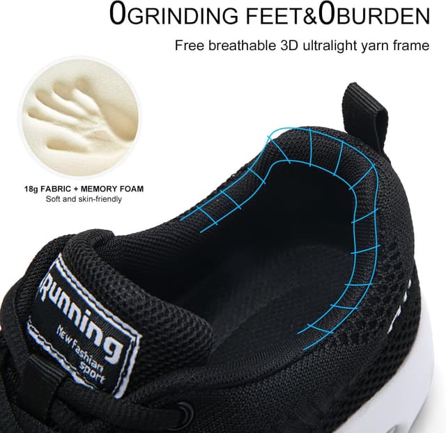 Detalle de Womens Trainers Arch Support Comfort Mesh Running Shoes with Memory Foam Insole