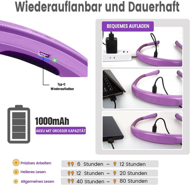 Detalle de Glocusent Leselampe Hals 80 Stunden