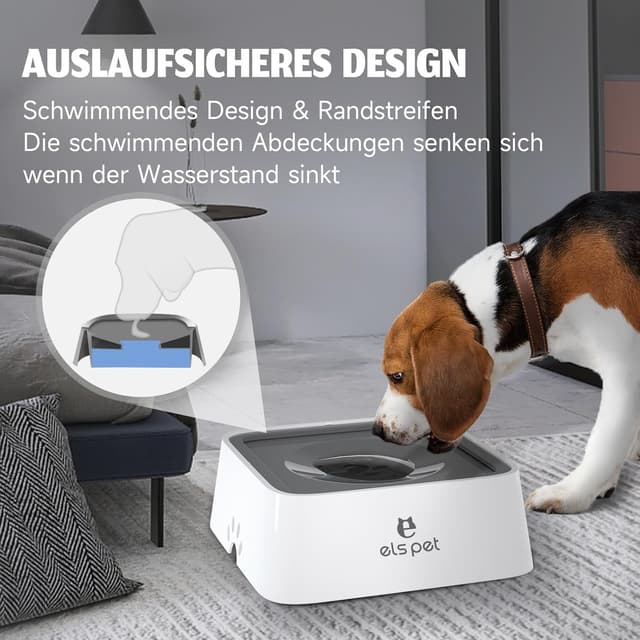 Detalle de ELS PET Wassernapf für Hunde (2L) – auslaufsicherer Reise- und Trinknapf mit rutschfester Bodenfläche