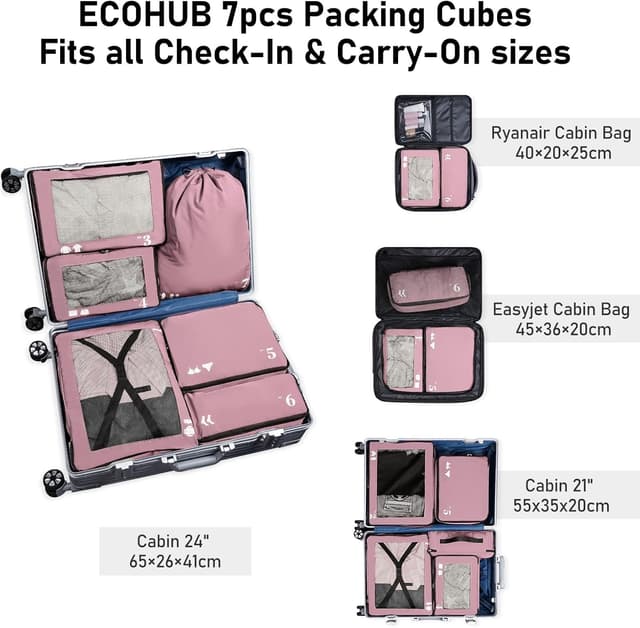 Detalle 2 de ECOHUB Packing Cubes 7PCS travel organiser