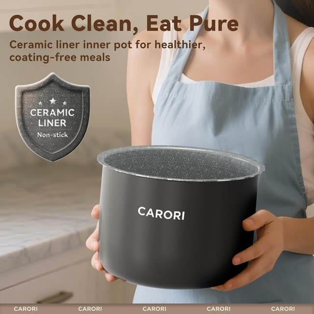 Detalle de 12-in-1 Electric Pressure Cooker (8 Quart) Multi-Cooker with Non-Stick Ceramic Pot, 1200W