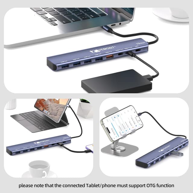 Detalle 2 de USB C Hub 10Gbps 7 in 1 von VEMONT