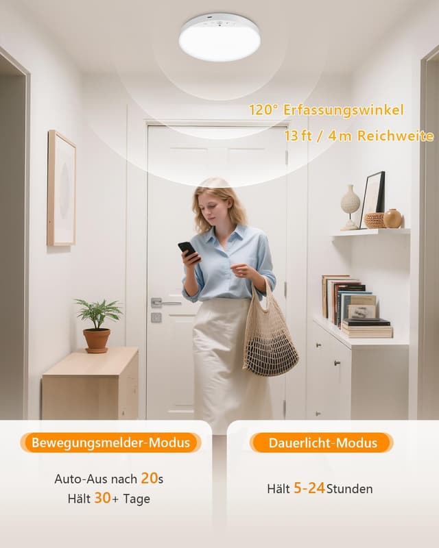 Thumbnail 4 de Akku Deckenlampe mit Bewegungsmelder 4000 mAh