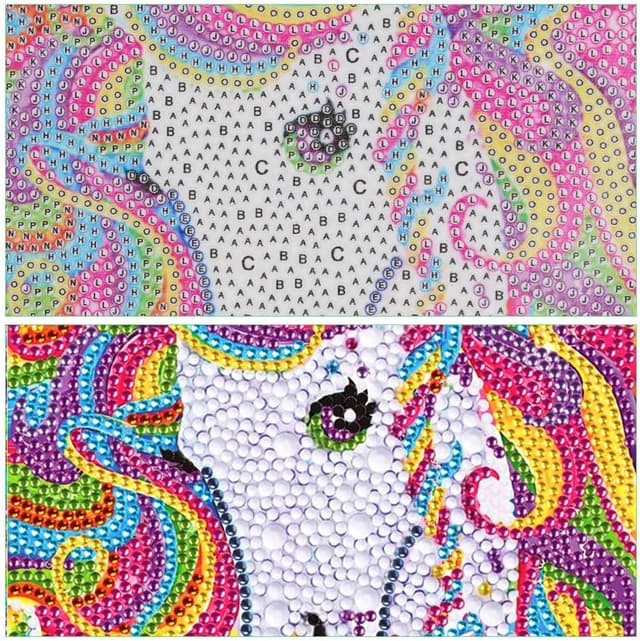 Detalle 2 de AUAUY Diamond Painting Kit 5D con cornice in legno (tema unicorno)