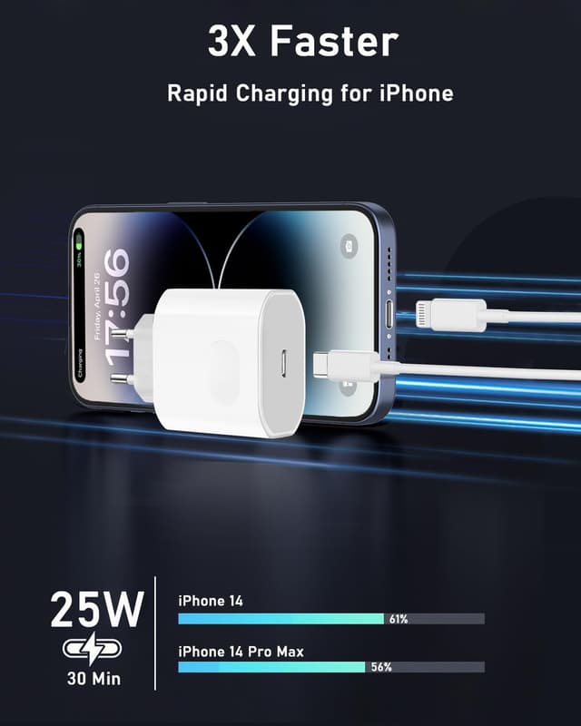 Detalle de Cargador 25W USB-C con cable 2 m para iPhone