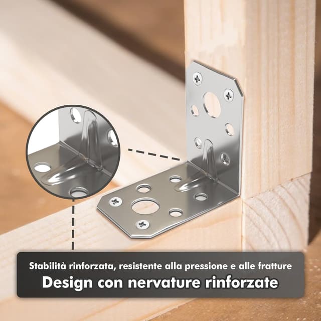 Detalle 2 de Shinfly 24 pezzi staffe angolari zincate 40×40×40 mm (rinforzate a 90°)