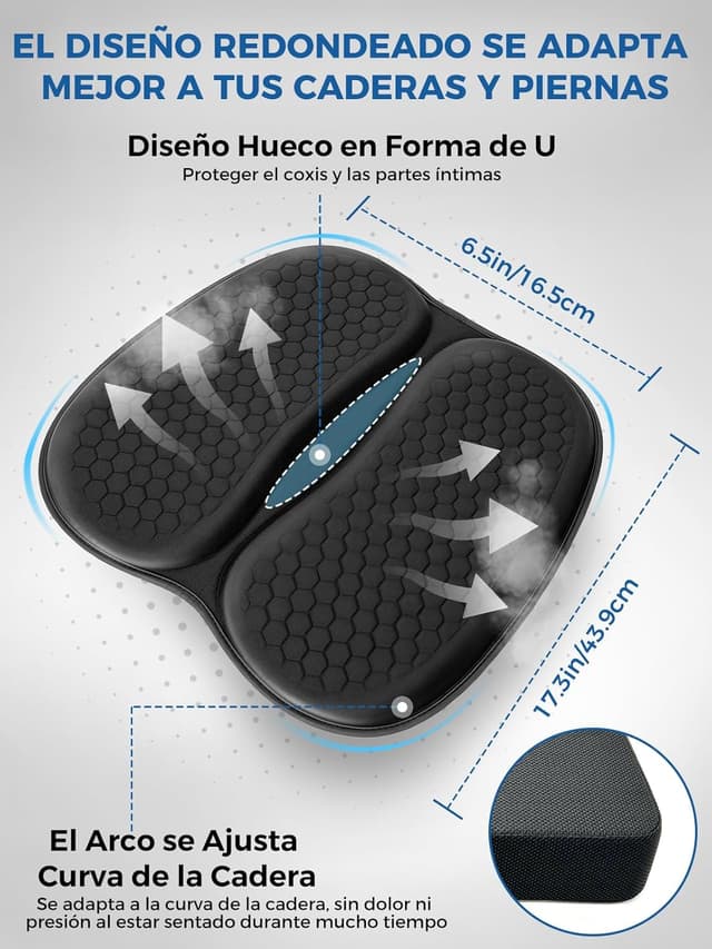 Detalle 2 de Cojín de Gel para Silla Oficina
