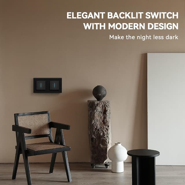 Thumbnail 1 de BSEED Interruptor Doble con Cristal y Pilotitos LED