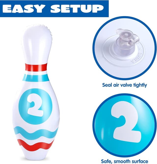 Detalle 2 de JOYIN Juego de Bolos Inflable Gigante 🎳 para Niños y Adultos