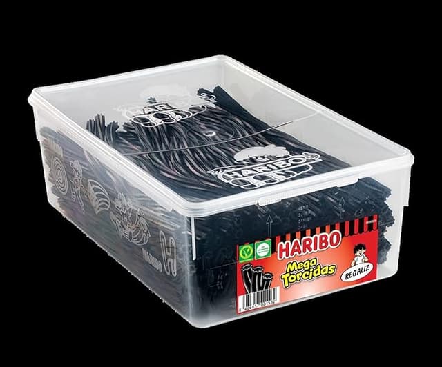 Detalle de Haribo Mega Torcidas Regaliz 🍬 Tarro 200 unidades