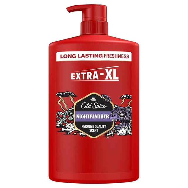 Detalle de Old Spice Night Panther 3-in-1 Duschgel für Haar, Gesicht und Körper (1000 ml) – langanhaltende Frische