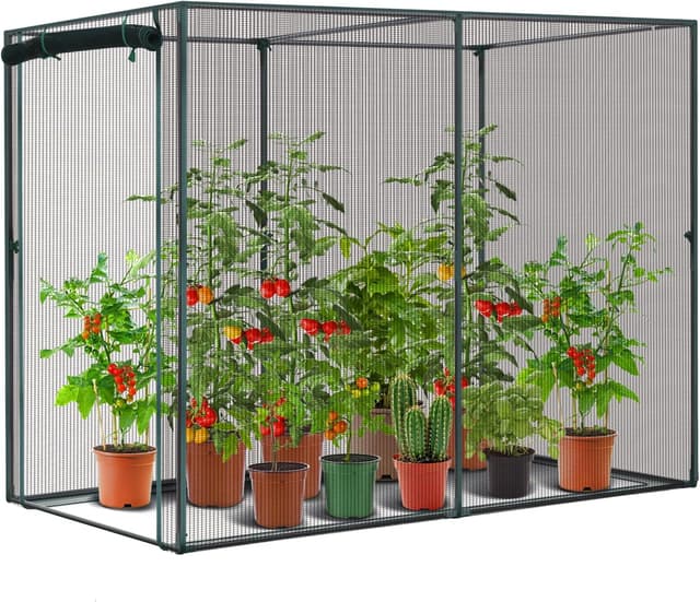 Detalle de Ohuhu Large Fruit Cage Plant Cages for Garden (2 x 1.2 x 1.6 m) with Zippered Door and HDPE Netting