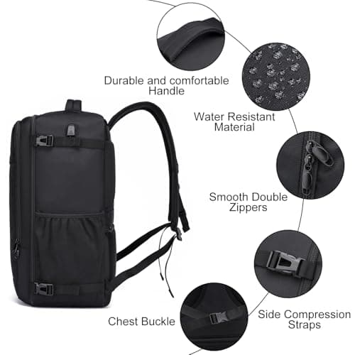 Detalle de PUSLOM Mochila de cabina 55x35x25 cm (48 L) con puerto USB y bolsillo para portátil