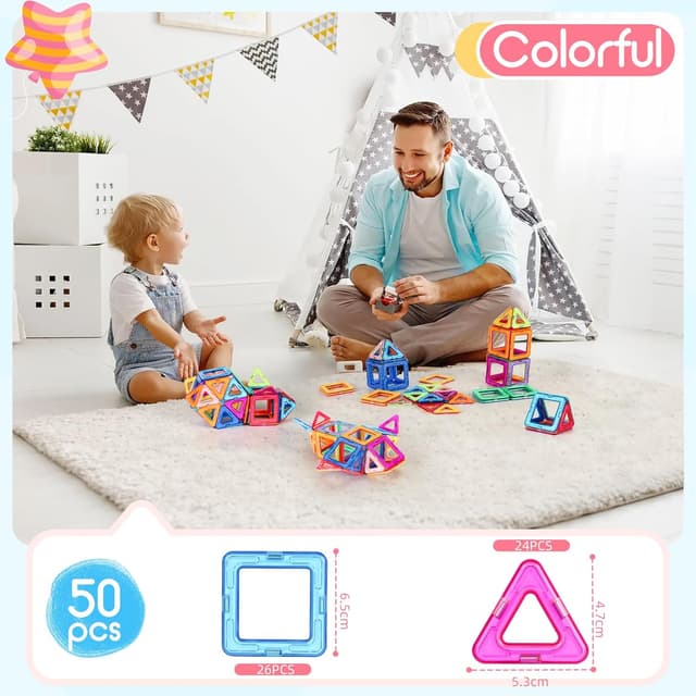 Thumbnail 4 de aaczly Bloques magnéticos 50 piezas para niños